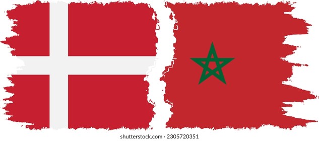 Conexión de banderas de engrase de Marruecos y Dinamarca, vector