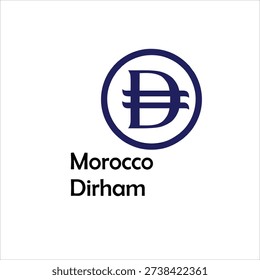 Morocco Dirham currency symbol illustration in modern line style isolated on white background. Financial, banking, and foreign exchange concept.