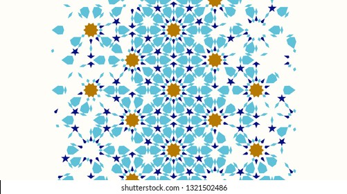 Plantilla de desintegración marroquí basada en el diseño de mosaicos islamicos geométricos. Borde vectorial de repetición de mosaico. Antecedentes abstractos.
