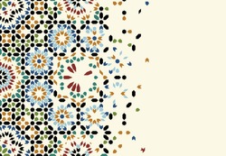 Morocco Disintegration Template. Islamic Mosaic Abstract Background.
