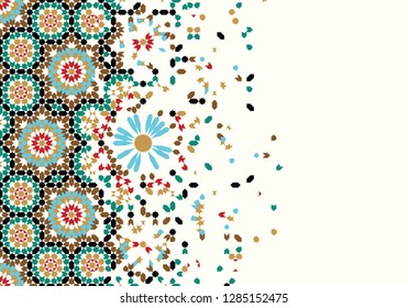 Morocco Disintegration Template. Islamic Mosaic Design. Abstract Background.