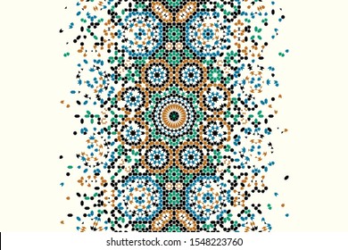 Morocco Disintegration Template. Islamic Mosaic Design. Abstract Background.