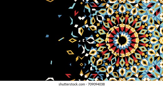 Morocco Disintegration Template. Islamic Mosaic Design. Abstract Background business card, invitation.