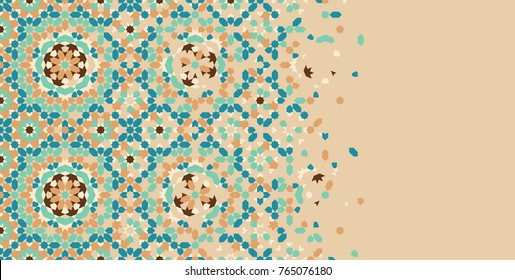 Morocco Disintegration Template. Islamic Mosaic Design. Abstract Background.