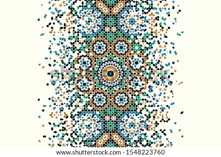 Morocco Disintegration Template. Islamic Mosaic Design. Abstract Background.