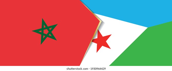 Morocco and Djibouti flags, two vector flags symbol of relationship or confrontation.