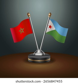 Morocco and Djibouti table flags relation  with gradient backgrund. Vector Illustration