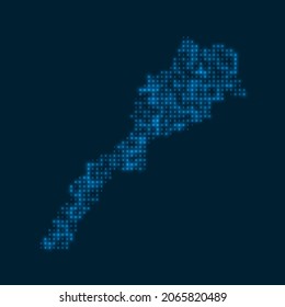Morocco dotted glowing map. Shape of the country with blue bright bulbs. Vector illustration.