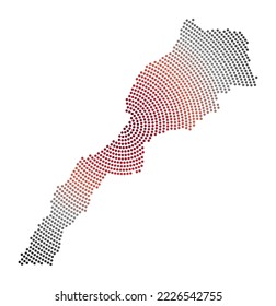 Mapa de puntos de Marruecos. Forma de estilo digital de Marruecos. Icono tecnológico del país con puntos degradados. Ilustración vectorial limpia.