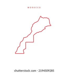 Morocco editable outline map. Moroccan red border. Country name. Adjust line weight. Change to any color. Vector illustration.