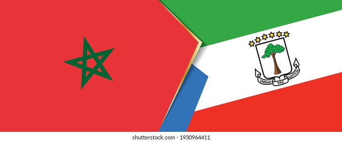 Banderas de Marruecos y Guinea Ecuatorial, dos banderas vectoriales símbolo de relación o enfrentamiento.