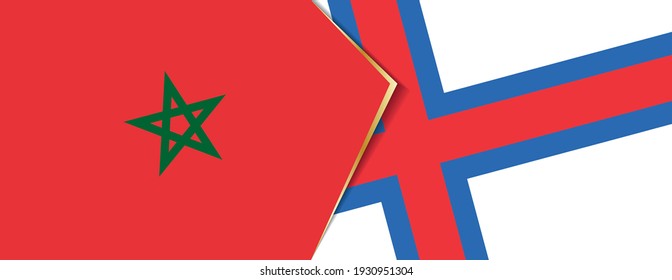 Morocco and Faroe Islands flags, two vector flags symbol of relationship or confrontation.