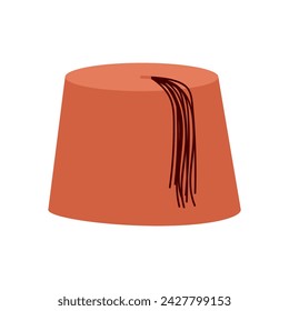 Morocco fez hat. Traditional moroccan hats, arabian clothing details cartoon vector illustration