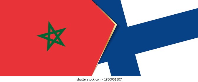 Morocco and Finland flags, two vector flags symbol of relationship or confrontation.