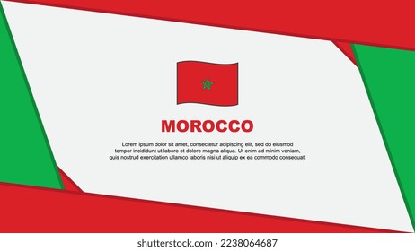 Plantilla de diseño de fondo de resumen de marca de Marruecos. Ilustración del vector de caricaturas del Día de la Independencia de Marruecos. Plantilla de Marruecos