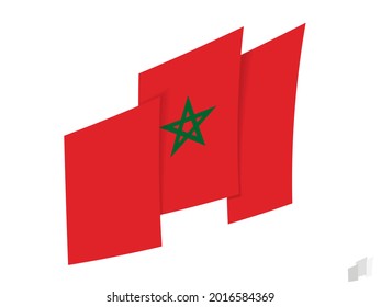 Bandera marroquí en un diseño abstracto y rasgado. Diseño moderno de la bandera marroquí. Icono del vector.
