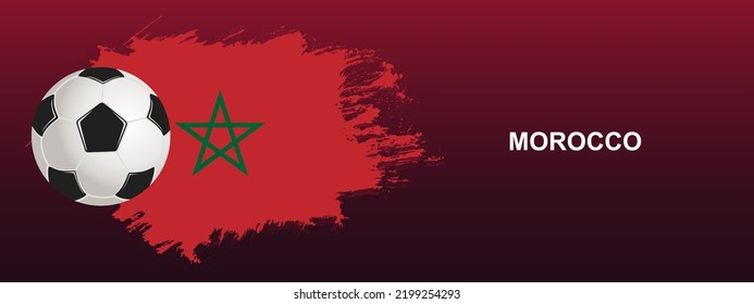 Morocco Flag with Ball. Soccer ball on the background of the flag of Morocco. Vector illustration for banner and poster.