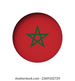 Morocco flag - behind the cut circle paper hole with inner shadow.