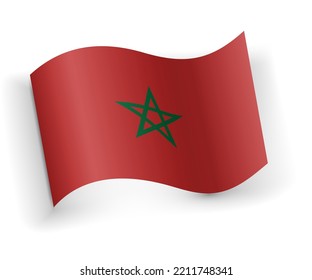 Bandera de Marruecos doblada y tendida sobre fondo blanco