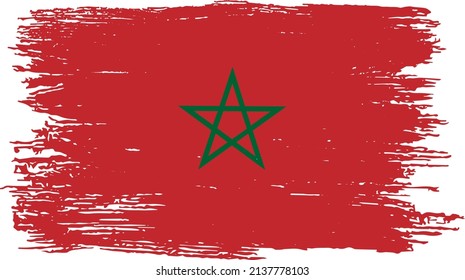Bandera de Marruecos con pinturas de brocha texturadas aisladas en png o fondo transparente,Símbolo de Marruecos,plantilla para banner, promocionar, diseñar y hacer coincidir negocios con afiche de país, vector 