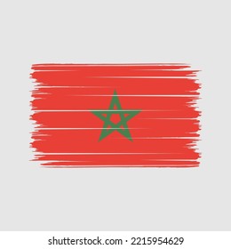 Morocco Flag Brush Strokes Painted