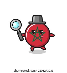 morocco flag cartoon character searching with a magnifying glass , cute design