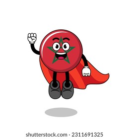 morocco flag cartoon with flying superhero , character design