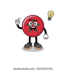 morocco flag cartoon with get an idea pose , character design
