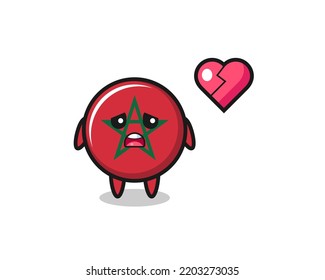 morocco flag cartoon illustration is broken heart , cute design