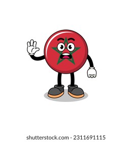 morocco flag cartoon illustration doing stop hand , character design