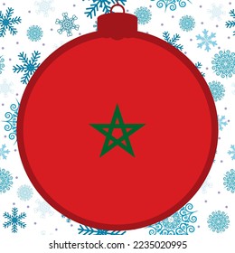 Morocco flag - Christmas ball. Happy New Year and Merry Christmas card. 