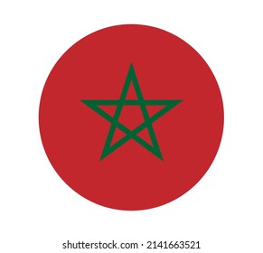 Morocco flag in circle shape isolated  on png or transparent  background,Symbol of Morocco , template for banner,card,advertising, magazine, and business matching country poster, vector 