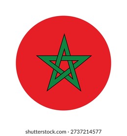 Morocco Flag in Circular Shape with Green Star