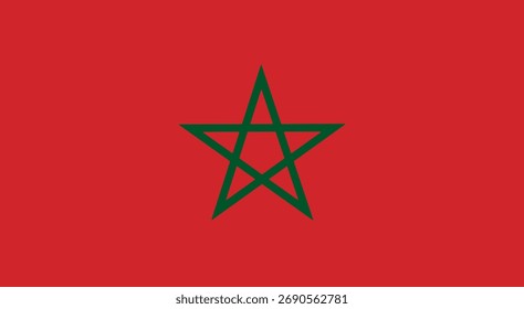 Diseño de la bandera de Marruecos. Ilustración vectorial de la bandera nacional de Marruecos. Diseño oficial de la bandera de color de Marruecos.