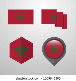 Morocco flag design set vector