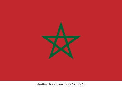 Bandera de Marruecos con una estrella verde sobre fondo rojo