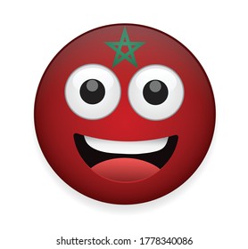 Morocco flag face vector illustration on white background.High quality emoticon vector on white background.Emoji vector.Flag emoticon.Flag emoji.