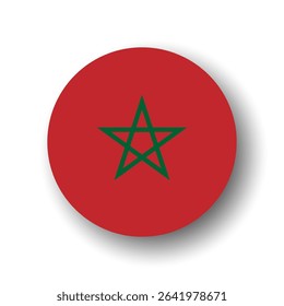 Morocco flag - flat vector circle icon or badge with dropped shadow.