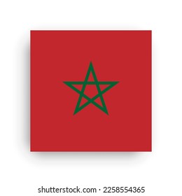 Morocco flag - flat vector square with sharp corners and dropped shadow.