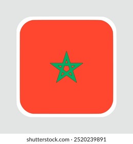 morocco flag, flat vector square with rounded corners and white border. vector illustration	