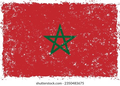 Morocco flag grunge distressed style