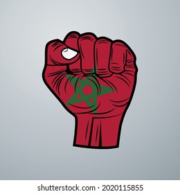 Morocco Flag with Hand Design isolated on white background. Vector illustration