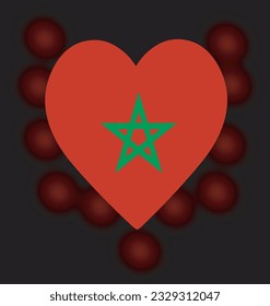 Morocco flag heart. vector illustration solated on black background