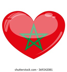 Morocco Flag Heart Vector Silhouette