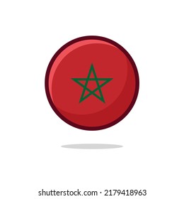 Icono de la bandera de Marruecos. Estilo plano de bandera marroquí aislado en un fondo blanco - vector de stock.