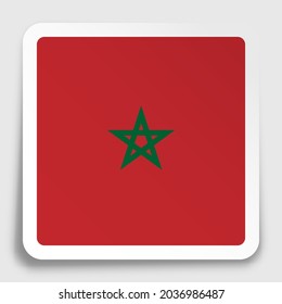 MOROCCO flag icon on paper square sticker with shadow. Button for mobile application or web. Vector