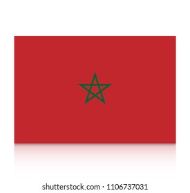 Morocco flag icon with reflection isolated on white background.