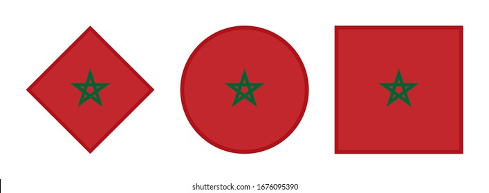 morocco flag icon set, isolated on white background