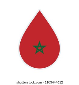 Morocco flag icon. Water icon. Drop water. Morocco badge. Flag drop.