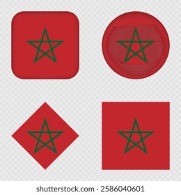Morocco Flag Icons Pack. Vector illustration.
